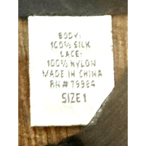 Vintage All Silk Blouse by Chicos Size 1 Black Sheer Lace Chic Romantic City Top - Picture 10 of 14